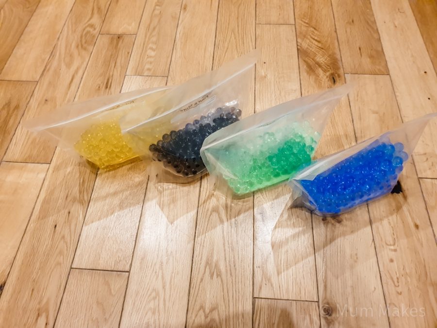 Water beads I've stored in sealed bags for future play